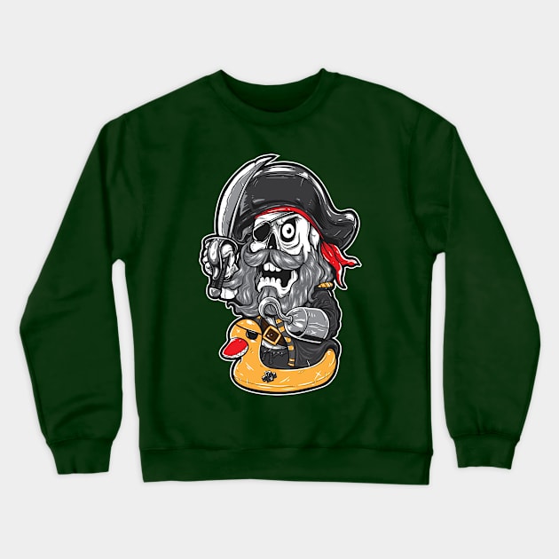 Funny Pirate On Duck Crewneck Sweatshirt by TomCage